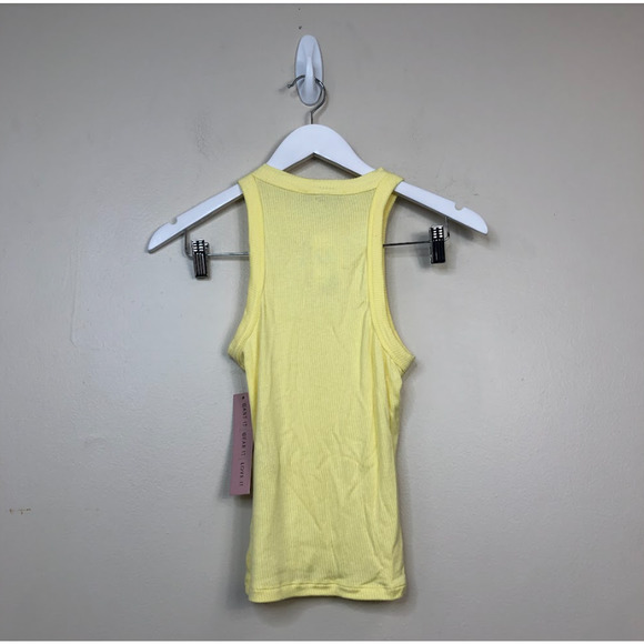 Crave Fame Juniors' Sleeveless Racerback Ribbed Knit Tank Top Yellow S, $16 NWT - Picture 4 of 4